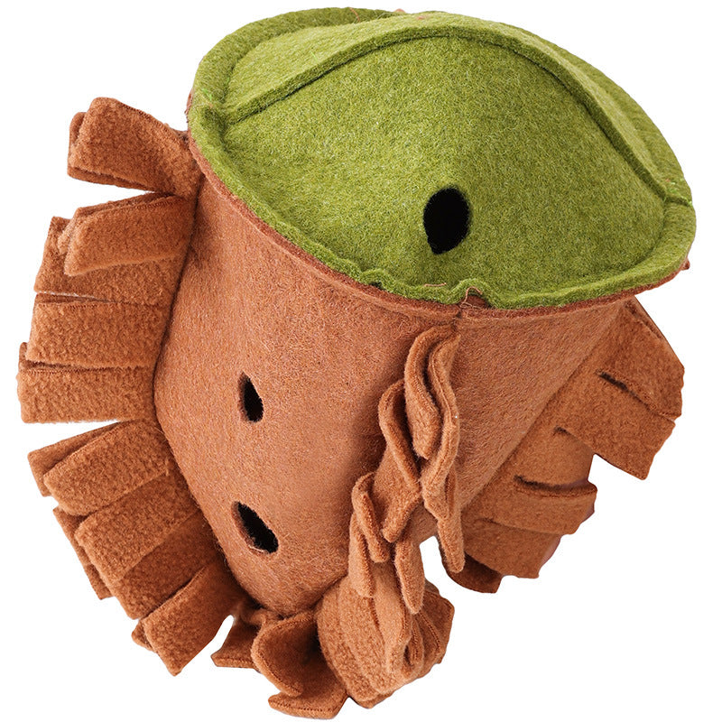 Pet simulation nut plush toy, teeth leakage, sniffing, accompany, bite-resistant pet supplies, brown