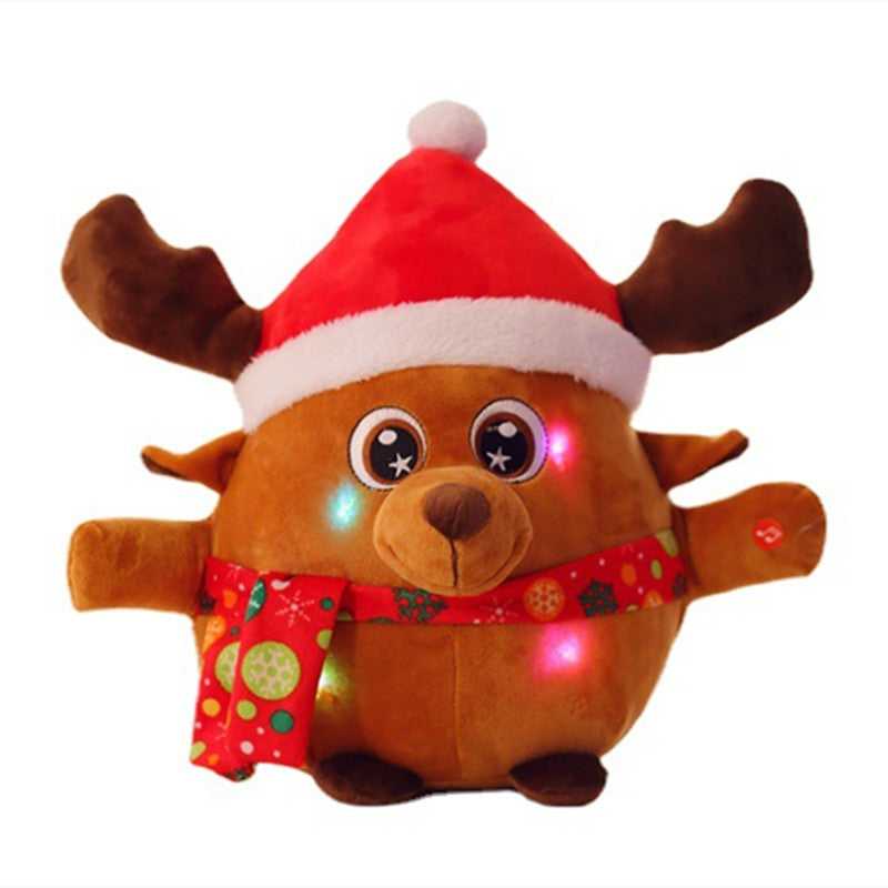 Animated Musical Reindeer Figure Kids Soft Plush Stuffed Toy Doll Lights up Singing Christmas Figurine Decorations Toys for Kids Birthday Present