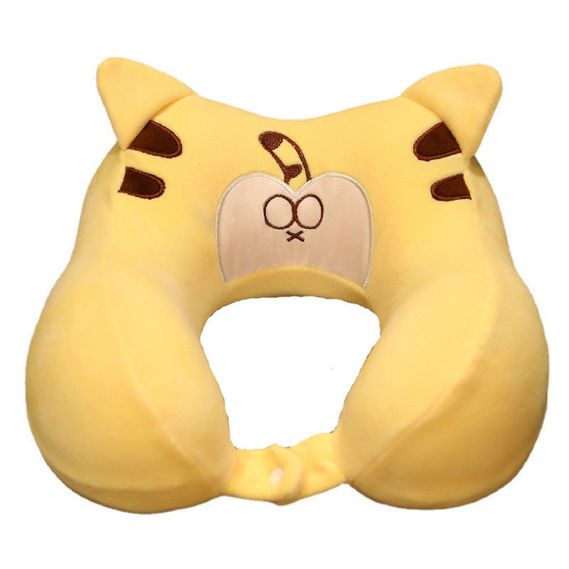 Cute animal memory foam U-shaped pillow plush toy airplane office travel pillow double hump structure