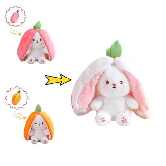 Strawberry Bunny Transformed into Little Rabbit Fruit Doll Plush Toy Carrot Rabbit Plush Doll