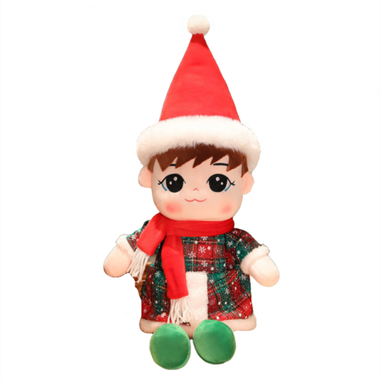 Plush Christmas Stuffed Dolls, Boy and Girl Holiday Cute Plush Toys