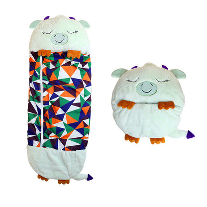 The pillow and sleeping bag plush animal toy, comfortable, compact and easy to fold, 54x 20 inches, unicorn (white)
