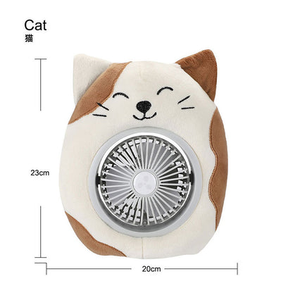 Cartoon animal USB charging fan plush toy
