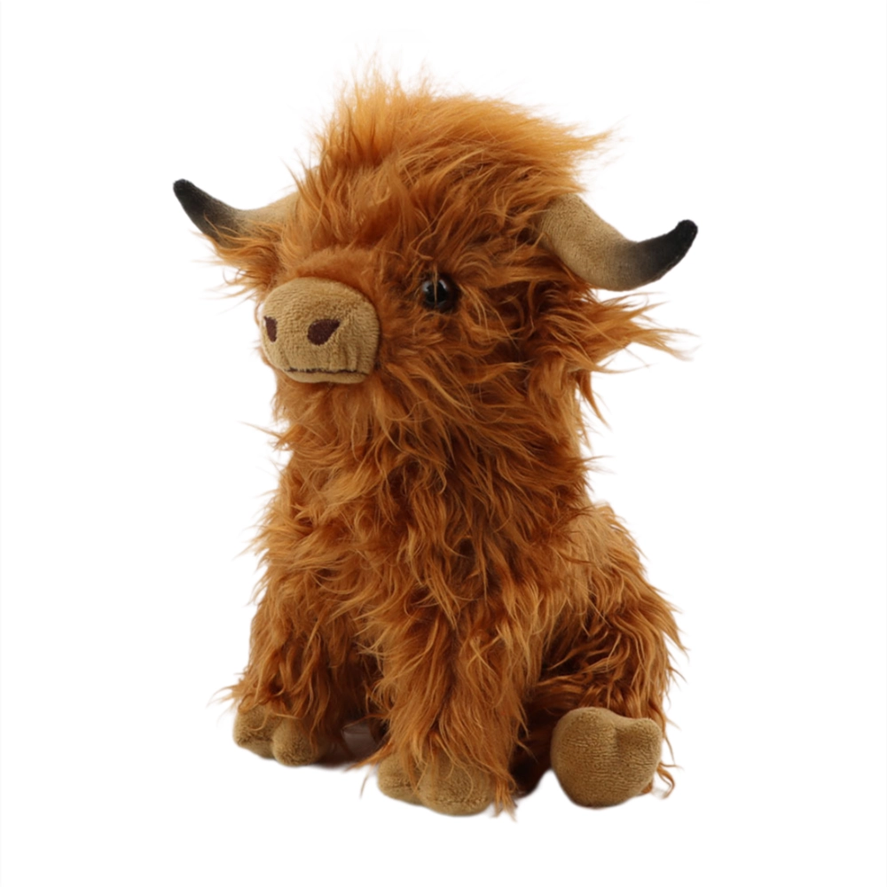 Vaca de las tierras altas con sonido de mugido, juguete de granja suave y realista, 25 cm 