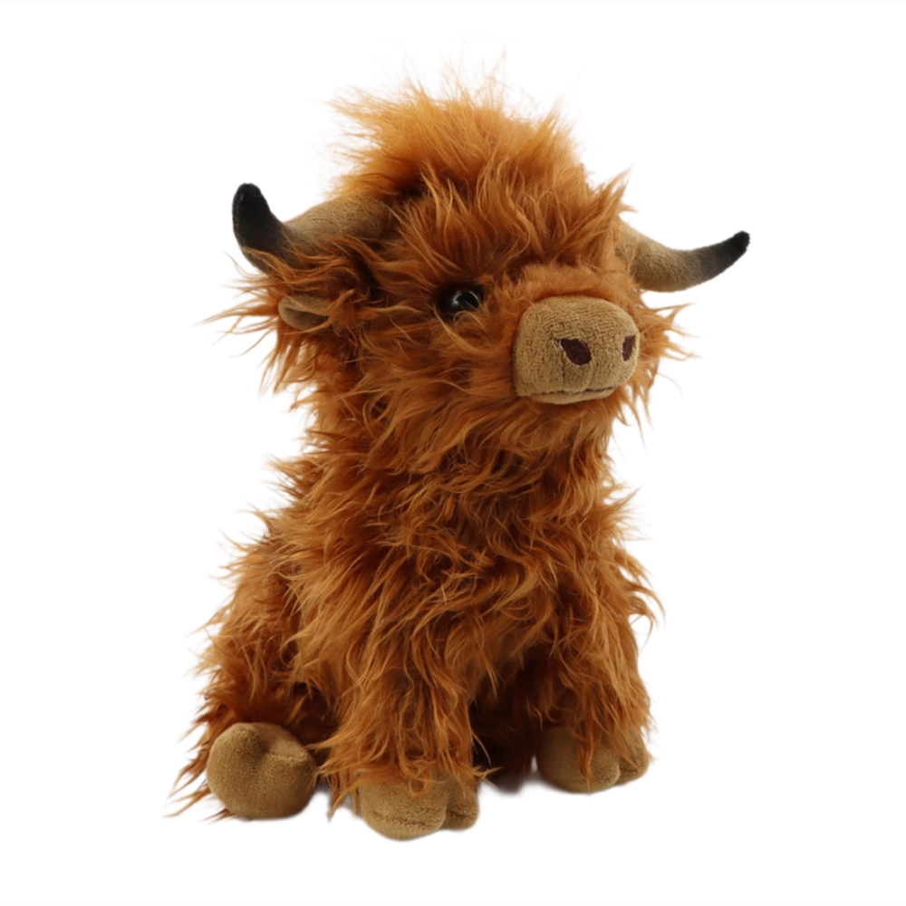 MIMIBEAR Highland Cow with Mooing Sound, Realistic Soft Farm Toy, 25cm